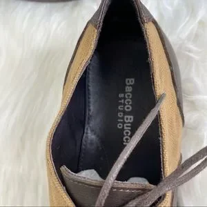 Bacco Bucci Brown Leather and Tan Canvas Derby Shoes Bacco Bucci | Shoes | Bacco Bucci Brown Leather And Tan  main image 3